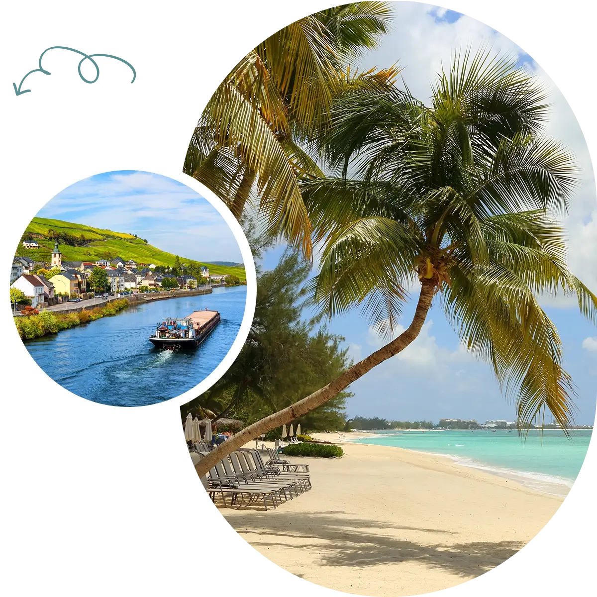 Tropical beach with palm trees