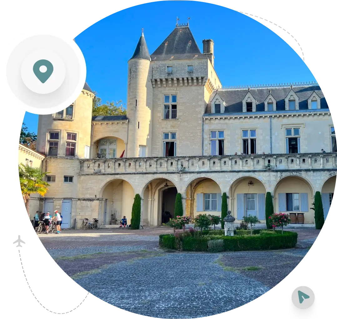 Majestic stone castle with courtyard