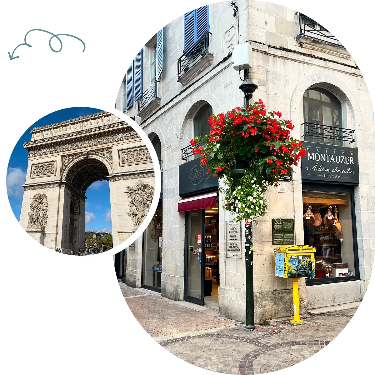 Flower-adorned street in Paris