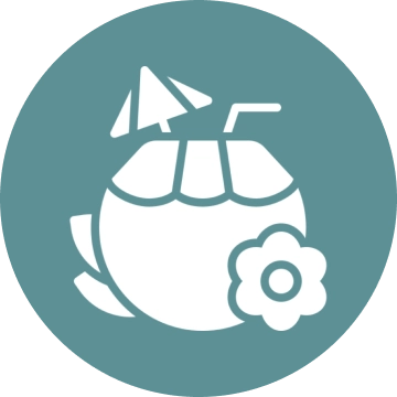 Coconut drink icon with flower